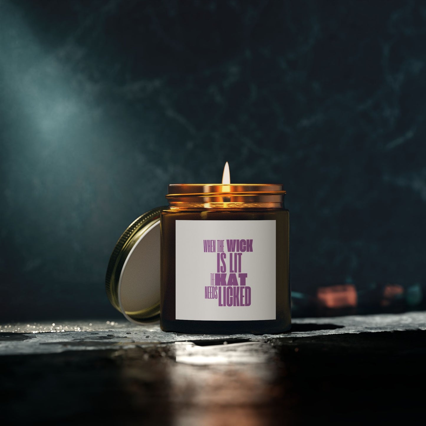 Humorous Scented Candle - "When the Wick is Lit, That Needs Licked" - Coconut Apricot Wax (4oz, 9oz)