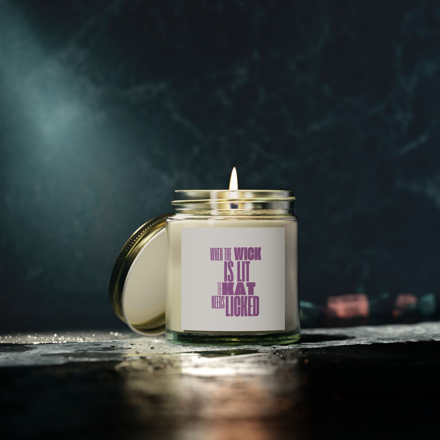 Humorous Scented Candle - "When the Wick is Lit, That Needs Licked" - Coconut Apricot Wax (4oz, 9oz)