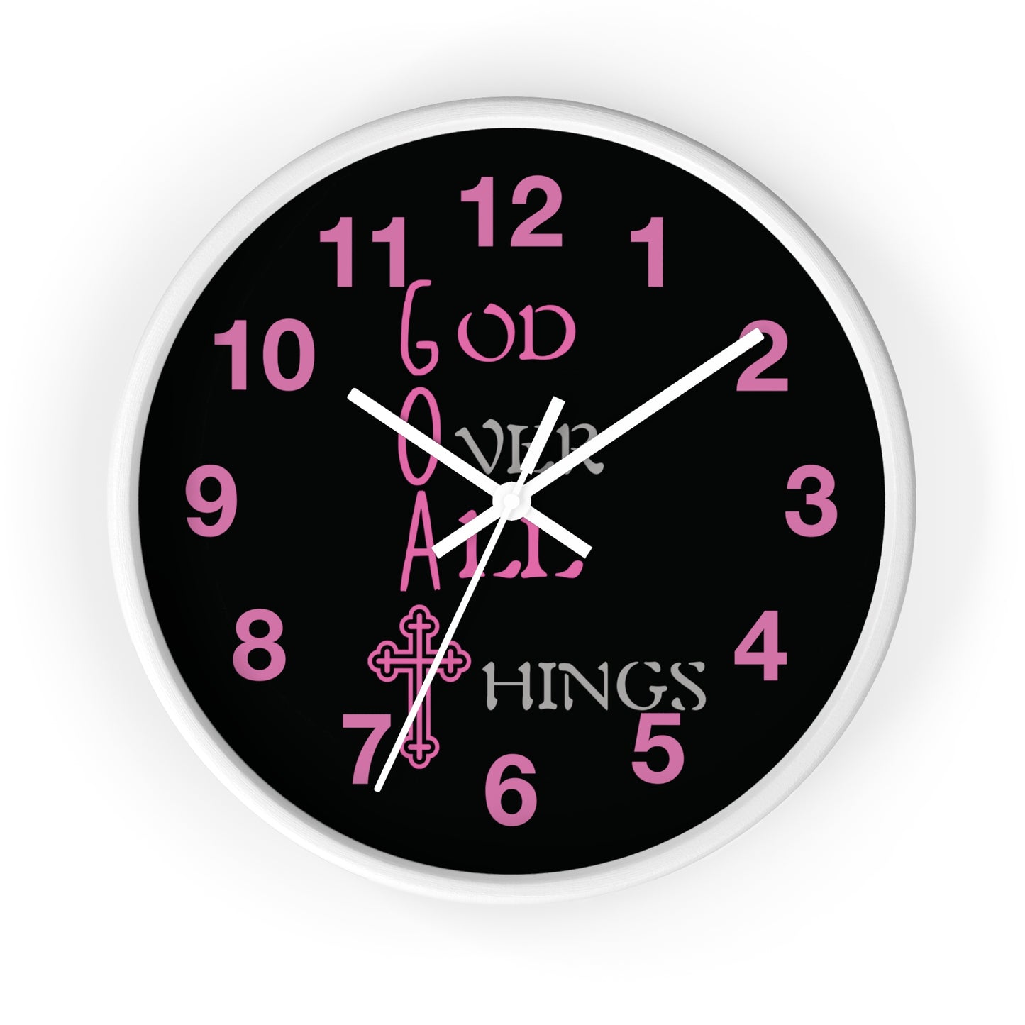 Inspirational God Over All Things Wall Clock - Faith-Based Home Decor