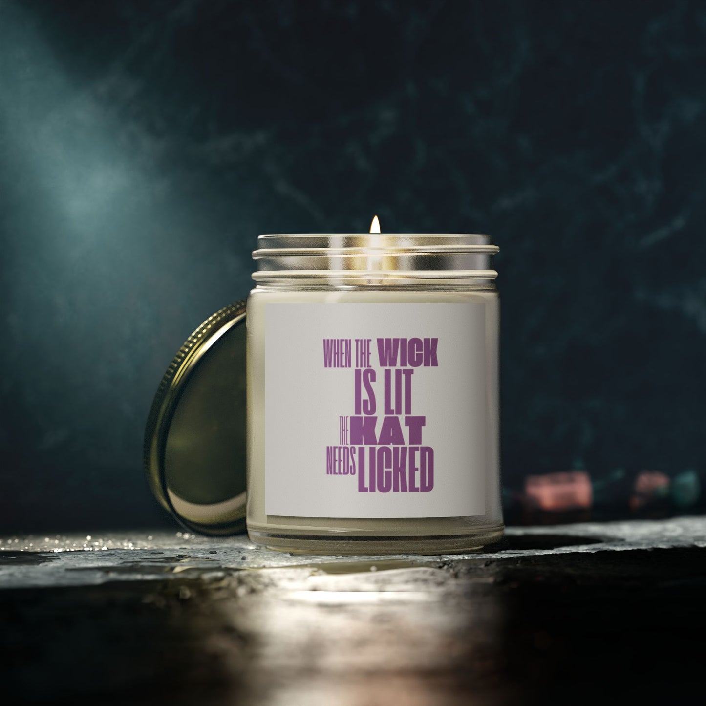 Humorous Scented Candle - "When the Wick is Lit, That Needs Licked" - Coconut Apricot Wax (4oz, 9oz)