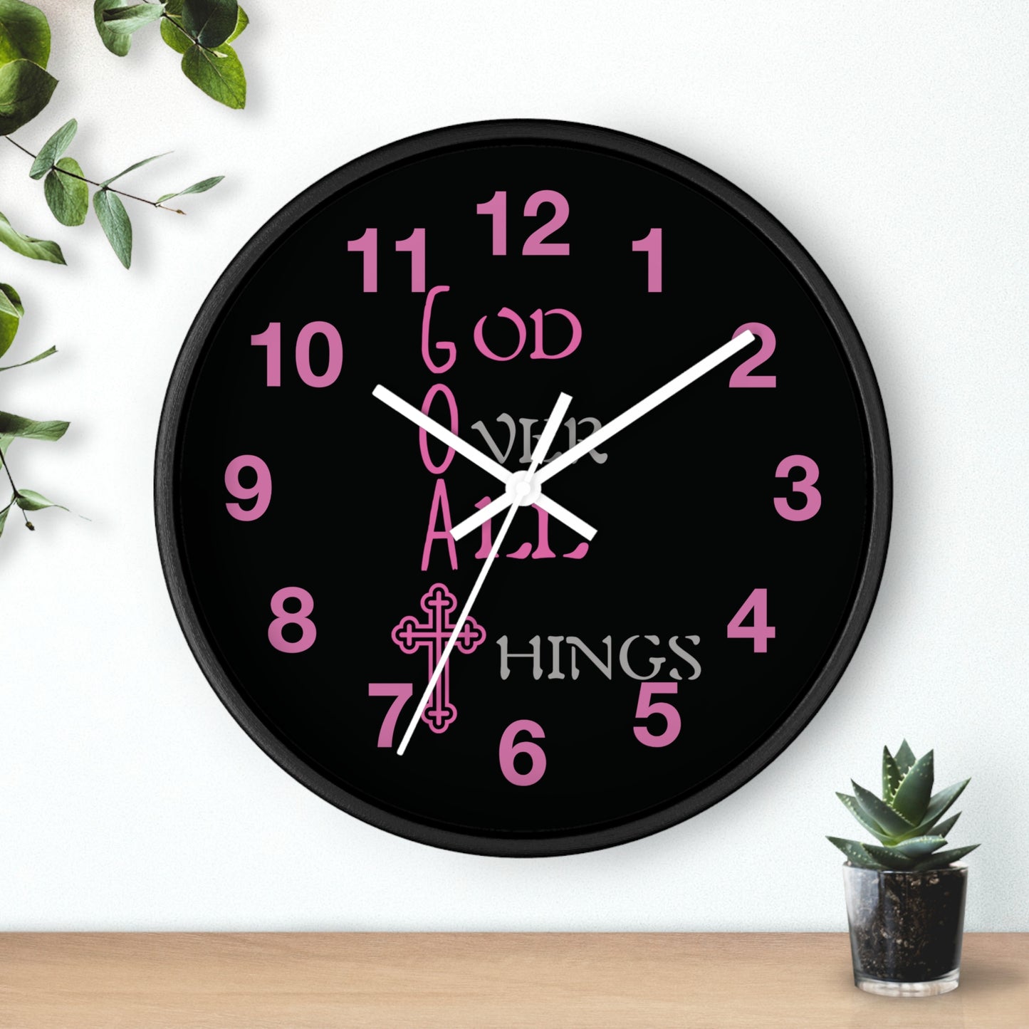 Inspirational God Over All Things Wall Clock - Faith-Based Home Decor