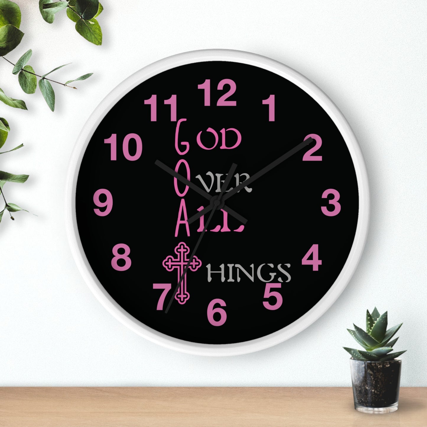 Inspirational God Over All Things Wall Clock - Faith-Based Home Decor