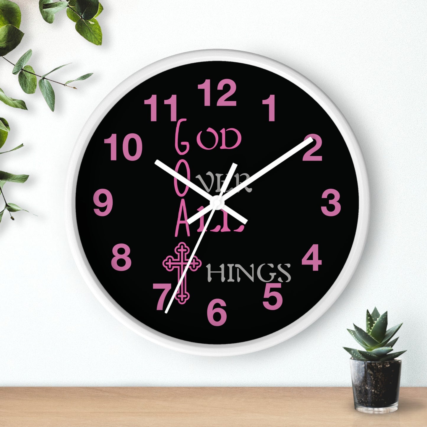 Inspirational God Over All Things Wall Clock - Faith-Based Home Decor