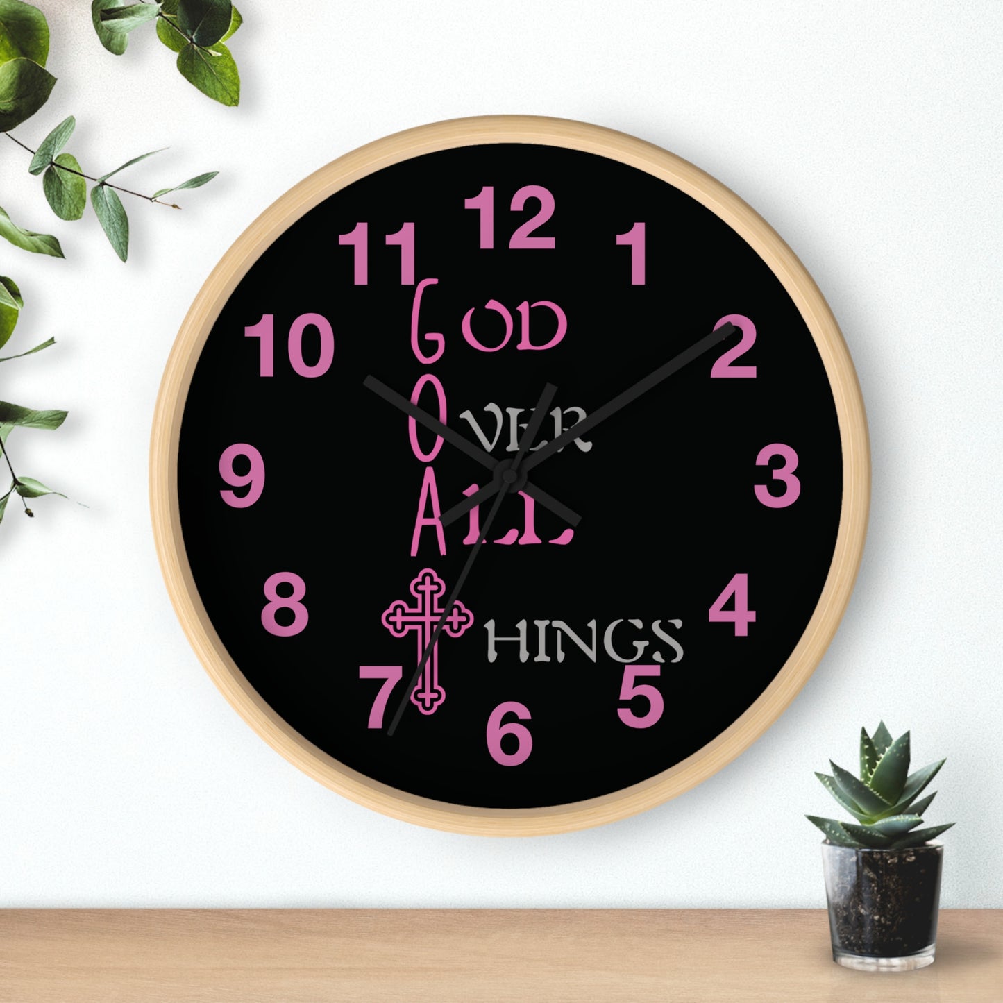 Inspirational God Over All Things Wall Clock - Faith-Based Home Decor