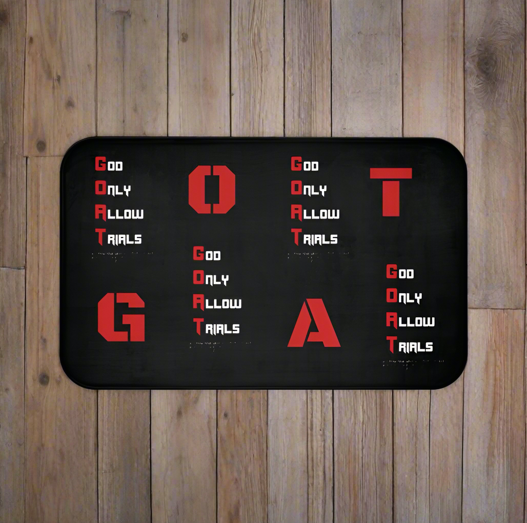 G.O.A.T. Bath Mat Stylish Bathroom Decor, Perfect for Gift, Sports Lovers, Home Decor, Motivational Quotes, Gifting