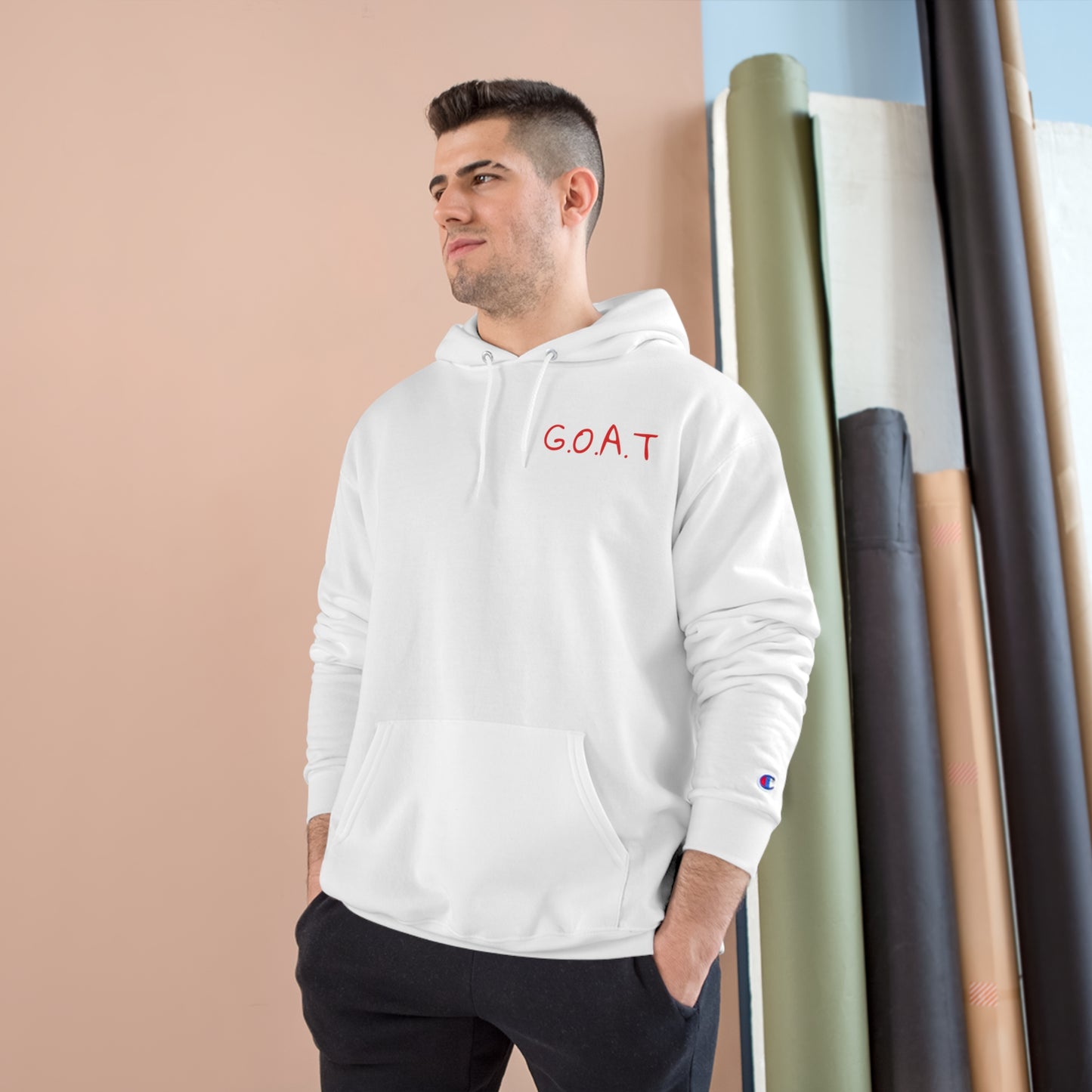 Inspirational Champion Hoodie - G.O.A.T. Design, Faith Sweatshirt, Christian Apparel, Motivational Gift, Unisex Fashion