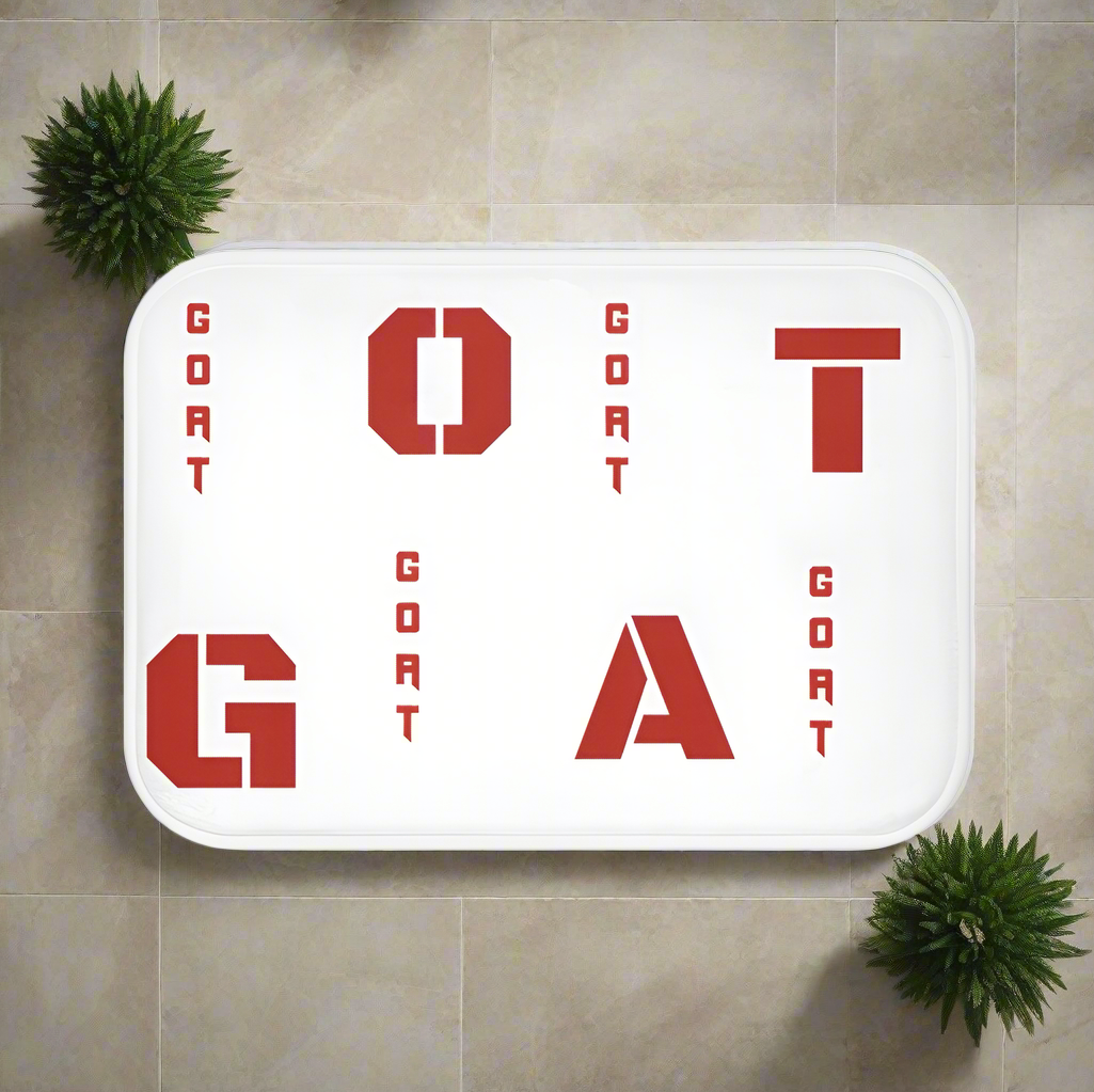 G.O.A.T. Bath Mat Stylish Bathroom Decor, Perfect for Gift, Sports Lovers, Home Decor, Motivational Quotes, Gifting