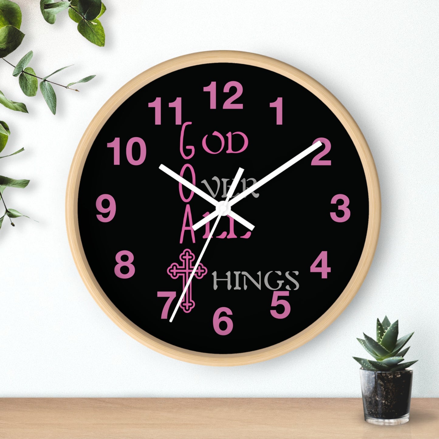 Inspirational God Over All Things Wall Clock - Faith-Based Home Decor