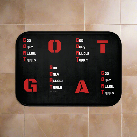 G.O.A.T. Bath Mat Stylish Bathroom Decor, Perfect for Gift, Sports Lovers, Home Decor, Motivational Quotes, Gifting